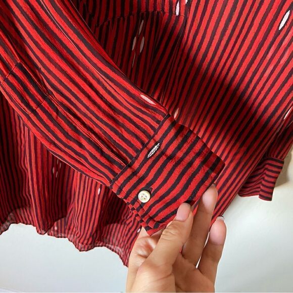 Isabel Marant Etoile Charley Midi Red Shirt Dress Striped Size 2 - Picture 11 of 12